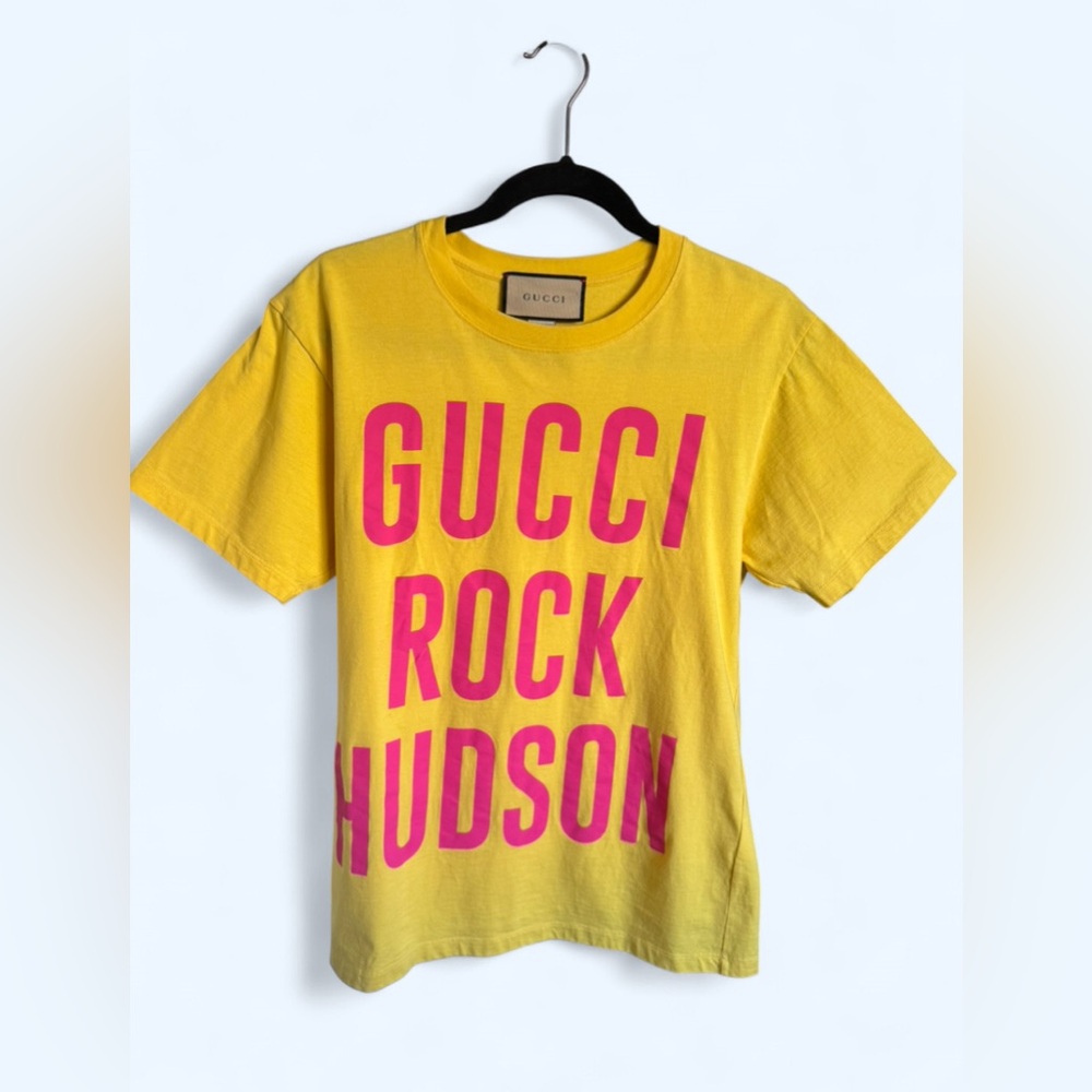 Gucci T-Shirt Yellow Rock Hudson Lettering